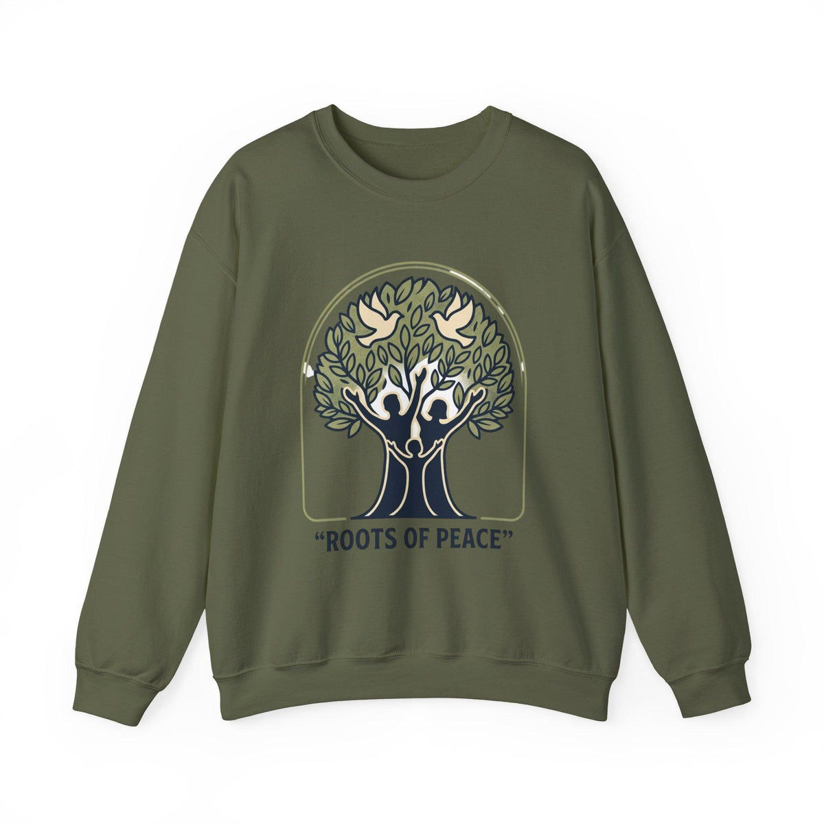 Azura Heritage Olive Heritage Sweatshirt – Amazigh-Inspired Embroidered Sweatshirt Printify