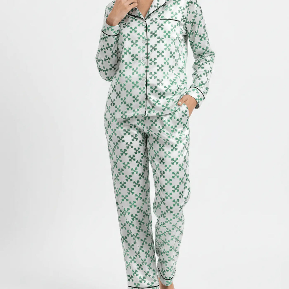 Jade Harmony Set – Emerald Satin Pyjama Set